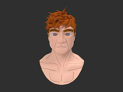 Man With Red Spiky Hair Blue Eyes And Detailed Upper Body Features 3d model