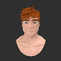 Man With Red Spiky Hair Blue Eyes And Detailed Upper Body Features