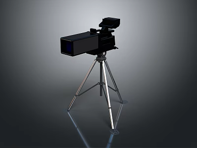 Professional Computer Video Camera Mounted On Tripod With Digital Recording Function And Black Body 3d model