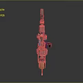 Mechanical Sci Fi Weapon Featuring Layered Metal Parts And Blue Accent Details Design