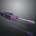 Shiny Purple And Silver Sniper Rifle With Scope Barrel And Decorative Design