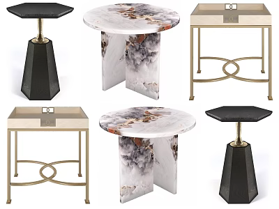 Modern Coffee Tables With Marble Tops And Metal Frames In Different Designs 3d model