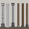 Chinese-style Column Chinese-style Wooden Column Square Column Building Frame 3d model