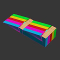 Colorful Striped Wooden Bench With Multicolor Layers And Cross Accent Details