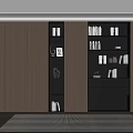 Modern Built in Wooden Bookshelf With Multiple Shelves Books And Decorations