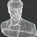 3D Portrait Of A Man In Black Suit And White Shirt With Red Lighting