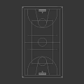 Indoor Basketball Court With Blue Floor White Lines Surrounding Fencing And Basketball Hoop