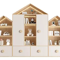 House Shaped Decorative Cabinet With LED Lighting Drawers Books And Stuffed Toys