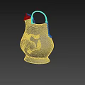 Ceramic Vessel Featuring Horse Relief Golden Handle Chain And Bell Design