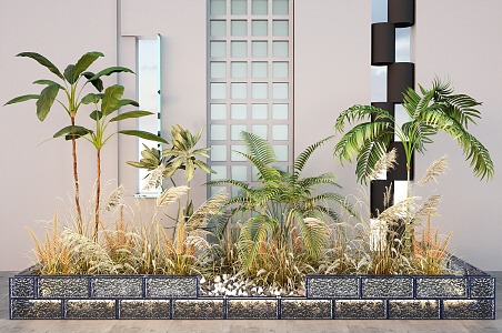 Modern Interior Landscape Sketches Reed Plant Combination Dried Flower Plant Pile Setaria viridis 3d model