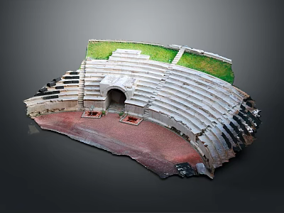 Ancient Roman Theater Model With Stone Seating Archway Entrance And Green Top 3d model
