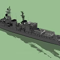 Detailed Warship 3D Model With Dark Hull Superstructures Radar And Antennas 3d model