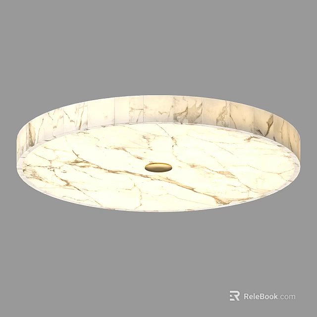 Round Modern Ceiling Light With White Marble Texture And Smooth Surface Design 3d model
