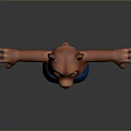 Cute 3D Brown Cartoon Bear In Blue Overalls With Arms Outstretched And Friendly Expression
