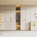 Cream Style Wardrobe Modern Wardrobe Bedroom Wardrobe Cloakroom Wardrobe Finished Wardrobe 3d model