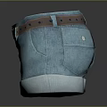 Blue Denim Shorts With Brown Belt And Cuffed Hems For Casual Outfit