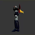 Robot Character With Red Wings Black And White Body And Blue Legs 3D Model Design