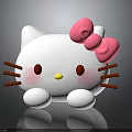Hello Kitty Character With White Body Pink Bow Red Whiskers Red Eyes And Yellow Nose