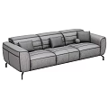 Modern Brown And Blue Sectional Sofa With Decorative Throw Pillows 3d model
