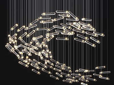 Modern Chandelier with Hanging LED Tubes in Circular Bright Lighting Design 3d model