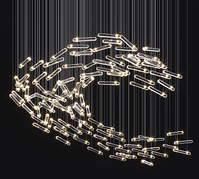 Modern Chandelier with Hanging LED Tubes in Circular Bright Lighting Design 3d model