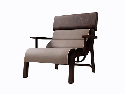 Modern Leisure Accent Chair With Wooden Frame And Light Fabric Cushion 3d model