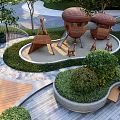 Pocket Park Landscape Design With Lush Trees Walking Paths Seating Areas And People Enjoying
