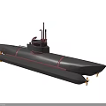 Two Military Submarines with Gray Hull Red Accent Lines Command Towers and Torpedo Tubes