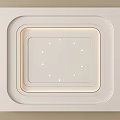 Modern White Ceiling Design with Layered Square Frame LED Strip and Small Lights 3d model