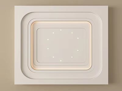Modern White Ceiling Design with Layered Square Frame LED Strip and Small Lights 3d model