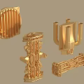 Golden Hardware Tool Parts With Various Shapes And Intricate Structural Designs
