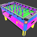 Sizzler Foosball Table With Blue Pink Design Green Tabletop And Yellow Legs