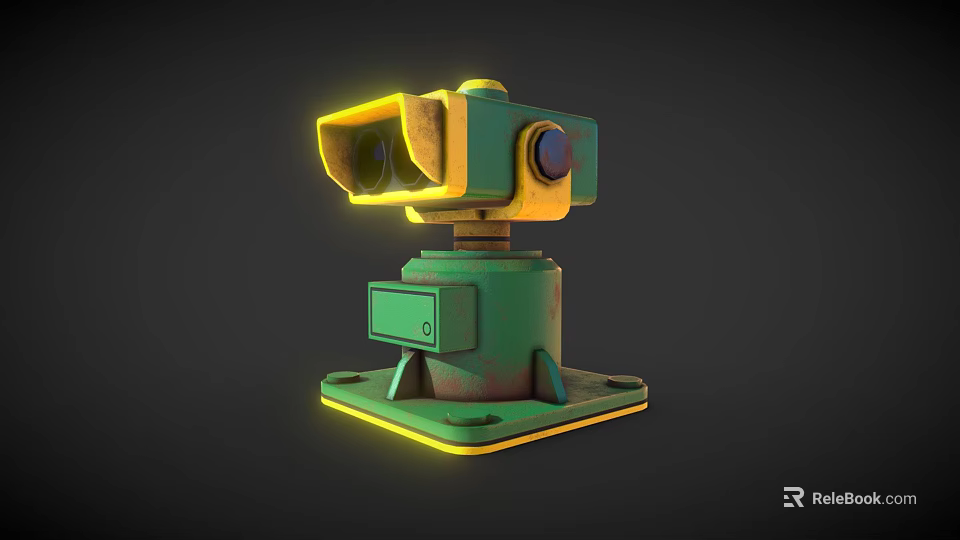 Advanced Green Commercial Equipment With Yellow Accents And Stable Base For Industrial Use 3d model 