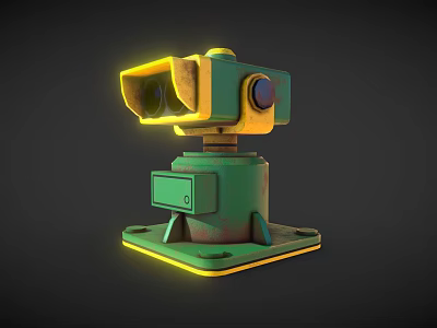 Advanced Green Commercial Equipment With Yellow Accents And Stable Base For Industrial Use 3d model