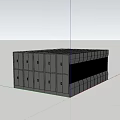 Modern Black Display Shelves With Multiple Doors And LED Lighting In Commercial Space