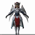 Armored Winged Angel Warrior In White Red Armor With Mythical Design