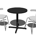 Minimalist Round Black Dining Table with White Chairs and Metal Legs