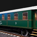 Detailed Green Model Train Carriage With K18 Number On Railway Track