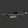 Sci Fi Fighter Jet Model With Blue Gray Body Yellow Accents And Mechanical Wings