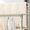Clothes Drying Rack with Hanging Colorful Clothes Towels and Slippers on Mobile Stand