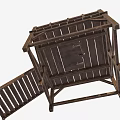 Wooden Gallows Structure With Platform Stairs And Hanging Rope Design