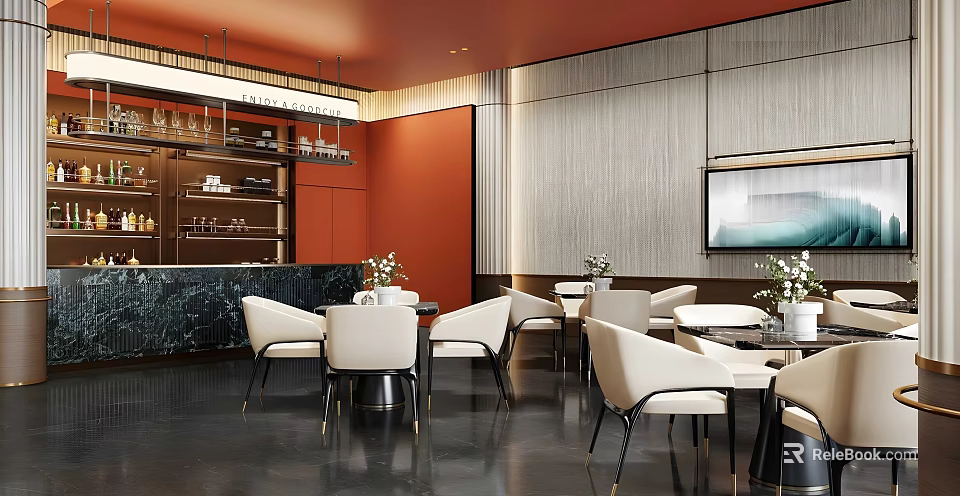 Modern Sales Office Interior Featuring Stylish Reception Area And Comfortable Seating 3d model