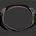 Retro Cyberpunk Grunge Gray Belt Featuring Pixel Art Red Heart Green Digital Display Orange Accents