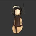Stylish Leather Sandals Featuring Metallic Wing Decorations And Light Brown Sole 3d model
