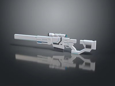 White Sniper Rifle With Scope Modern Design 3D Render And Futuristic Aesthetic 3d model