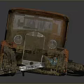 Vintage Rusty Old Car With Orange And Blue Weathered Paint