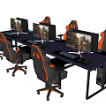 Modern Computer Tables and Chairs Electric Tables and Chairs Computer Combination Internet Cafe Tables and Chairs Computer Combination 3d model