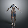 Detailed Metallic Armor 3D Model With Blue Accents And Full Body Design