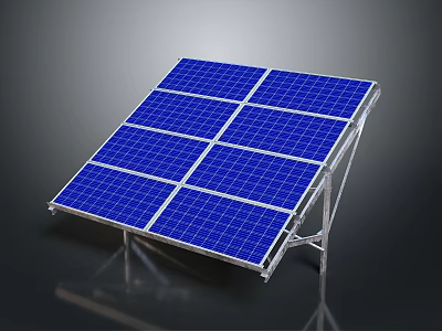 Blue Solar Panel With Metal Frame And Grid Design For Solar Energy System 3d model