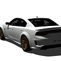 White Sporty Sedan With Golden Rims And Aggressive Exterior Design